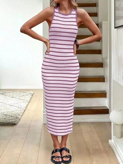 Hazel Blues® |  Striped Sleeveless Bodycon Midi Dress