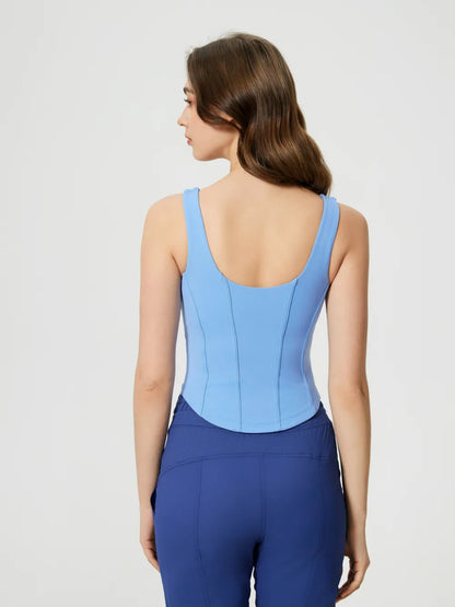 Hazel Blues® |  Millennia Round Neck Wide Strap Active Tank with Detachable Chest Pads