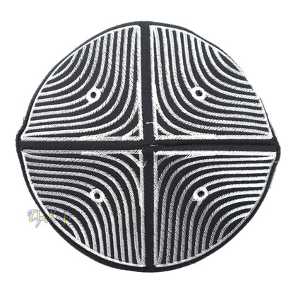 Exclusive Black Round Peak-Top Wave Design Kufi Hat with Silver-Tone Embroidery Semi-Rigid Taj Crown Cap