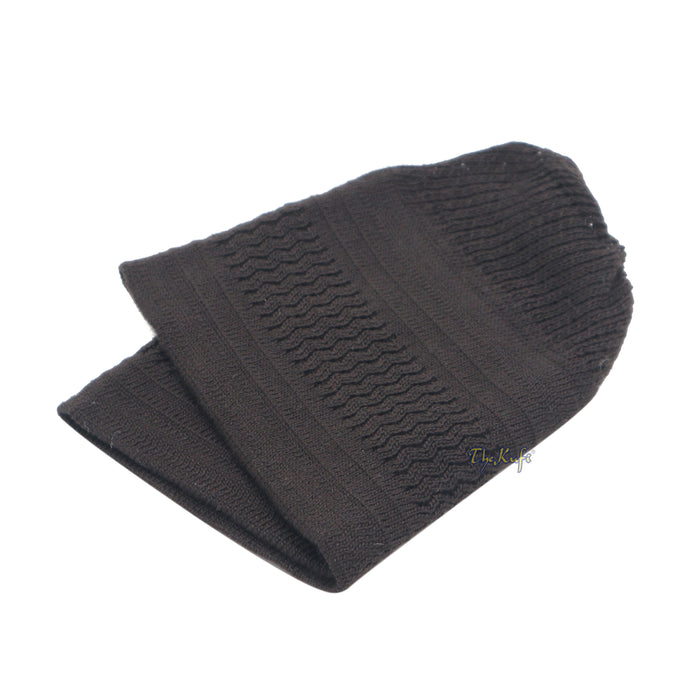 Extra Dark Brown Cotton Stretch-Knit One-Size Kufi Muslim Cap