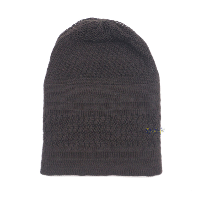 Extra Dark Brown Cotton Stretch-Knit One-Size Kufi Muslim Cap