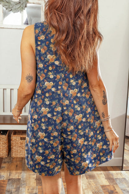 Hazel Blues® |  Garden Party Romper | Floral Denim Romper