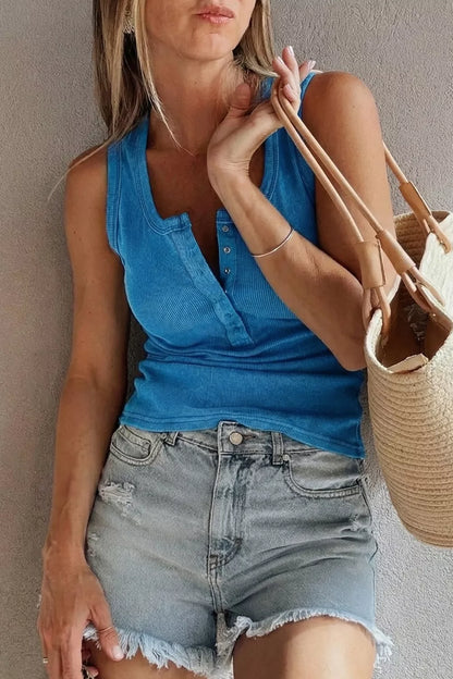 Hazel Blues® |  Ribbed Knit Wide Strap Tank