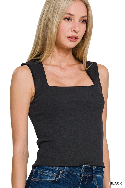 Hazel Blues® |  Zenana Ribbed Seamless Double Layered Square Neck Tank