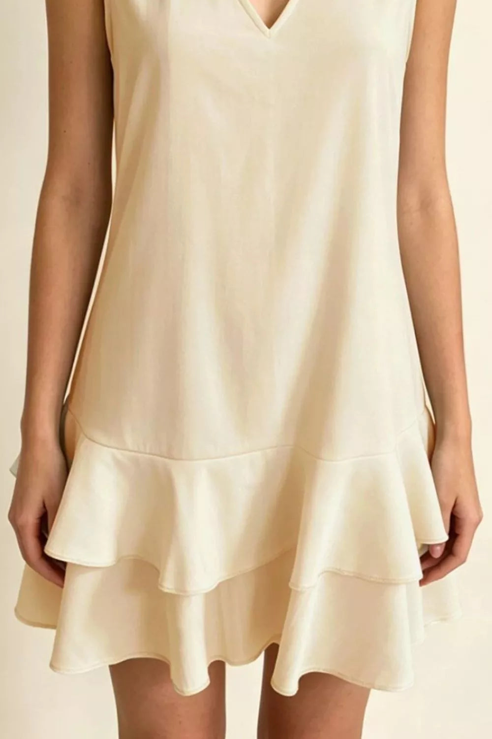 Hazel Blues® | Sleeveless V-Neck Ruffle Hem Mini Dress