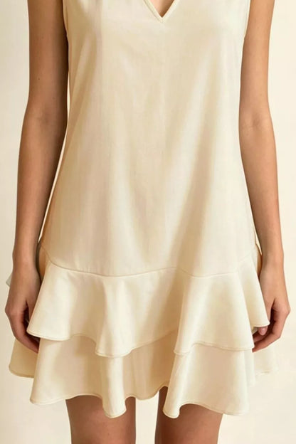 Hazel Blues® | Sleeveless V-Neck Ruffle Hem Mini Dress