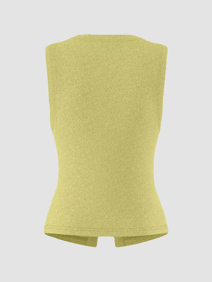 Hazel Blues® |  Ribbed Button-Front Sleeveless Tank