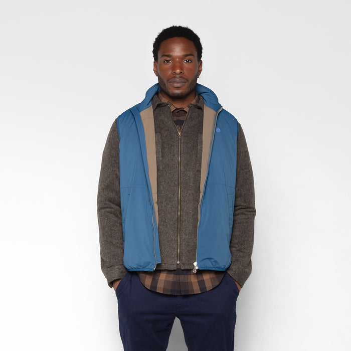Surchemise manches longues en tissu twill écru avec zip marron Clovis Homme SERGE BLANCO