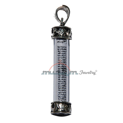 Glass Vial Dua Pendant - Jawshan Kabir Arabic Talisman Taviz with Sterling Silver