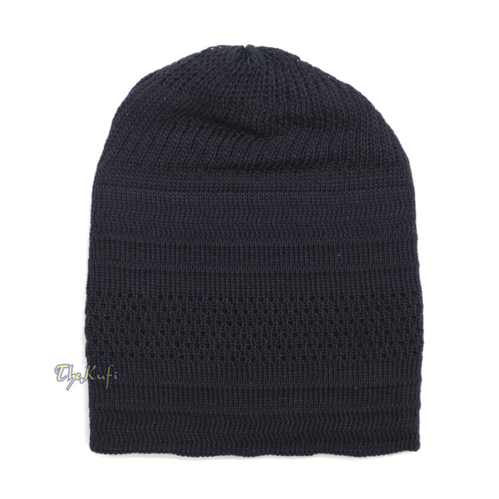 Graphite Black Cotton Stretch-Knit Kufi Muslim Skull Cap