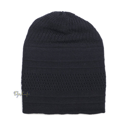 Graphite Black Cotton Stretch-Knit Kufi Muslim Skull Cap