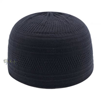 Graphite Black Cotton Stretch-Knit Kufi Muslim Skull Cap
