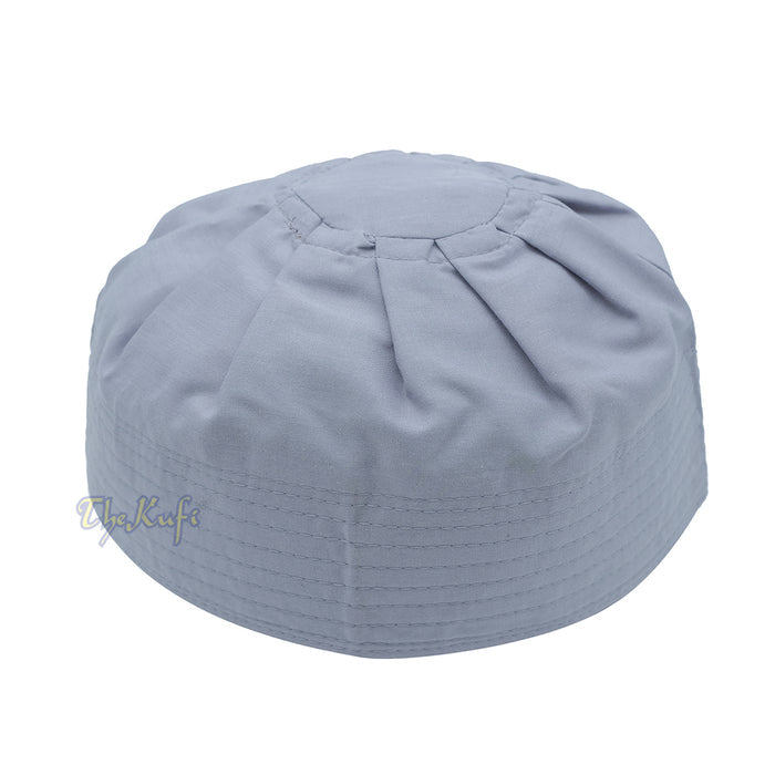 Gray Fabric Kufi Cap - Ijazi Pleated-Top Cotton-Mix Muslim Prayer Hat