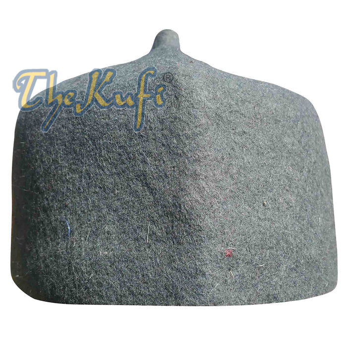 Gray Felt Wool Fez Hat with Tip Kufi Prayer Cap