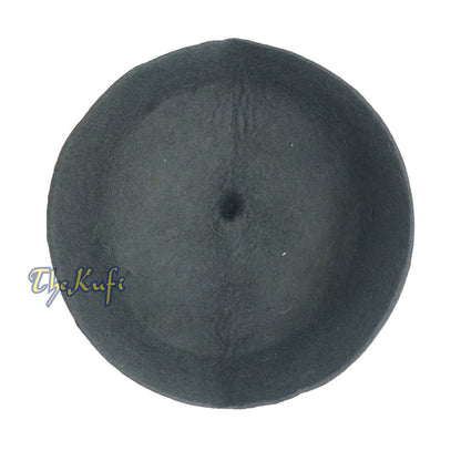 Gray Felt Wool Fez Hat with Tip Kufi Prayer Cap
