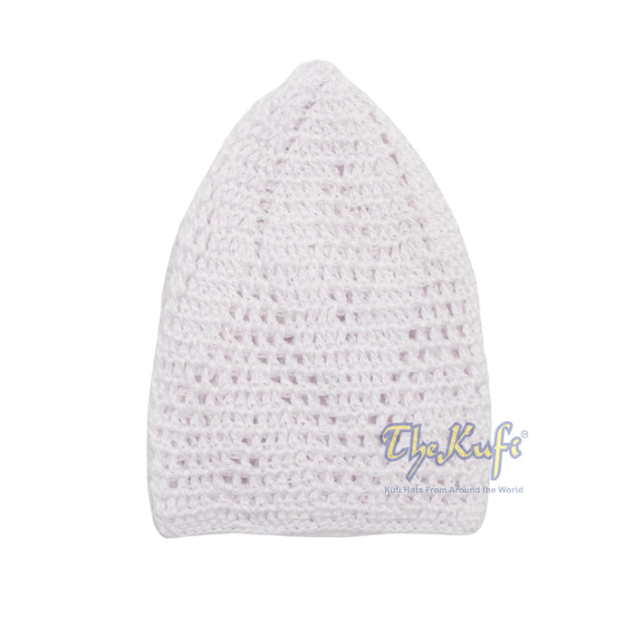 Hand-Crochet White Sanaa Open-weave Muslim Kufi Skull Cap