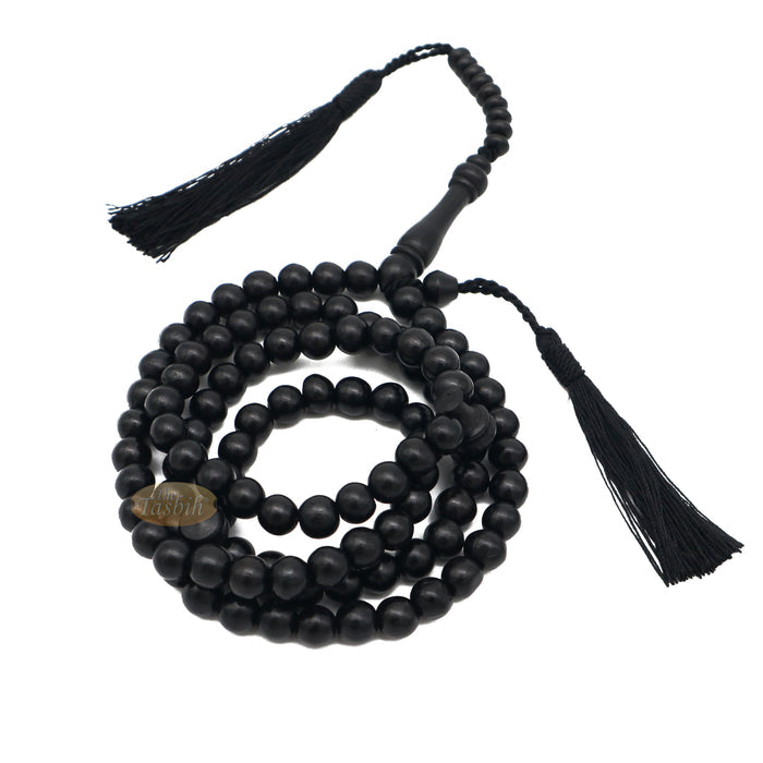 Handcrafted 9 mm Dyed Citrus Wood Black Beads Tasbih Misbaha 99-Beads with Tassels
