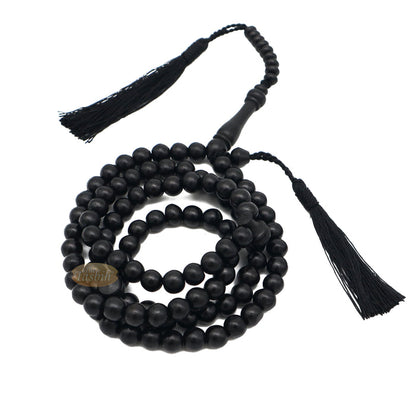 Handcrafted 9 mm Dyed Citrus Wood Black Beads Tasbih Misbaha 99-Beads with Tassels