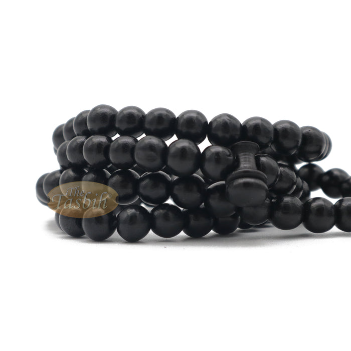 Handcrafted 9 mm Dyed Citrus Wood Black Beads Tasbih Misbaha 99-Beads with Tassels