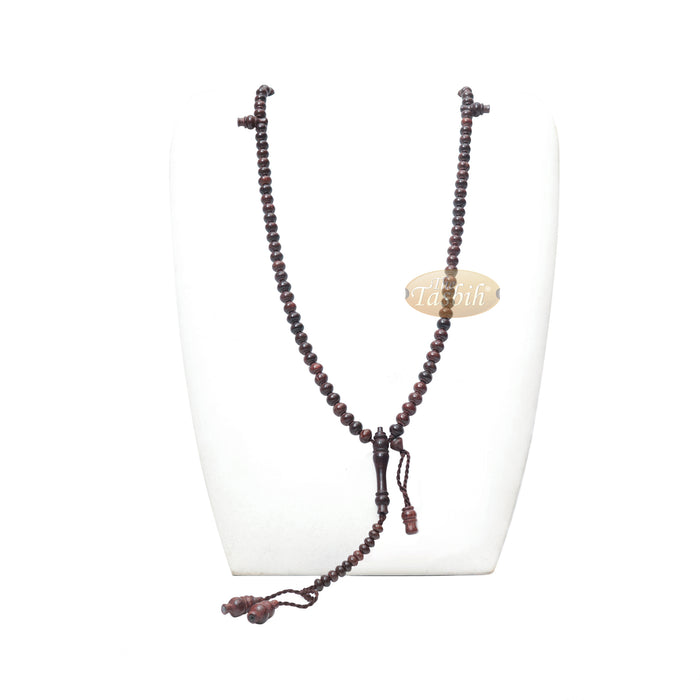 Handcrafted Tamarind Wood Tasbih Prayer Beads with 8x9 mm Contoured Style 99-Bead