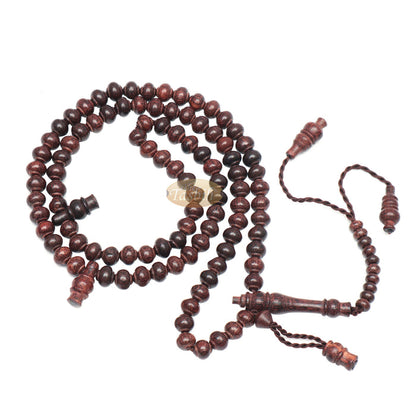 Handcrafted Tamarind Wood Tasbih Prayer Beads with 8x9 mm Contoured Style 99-Bead