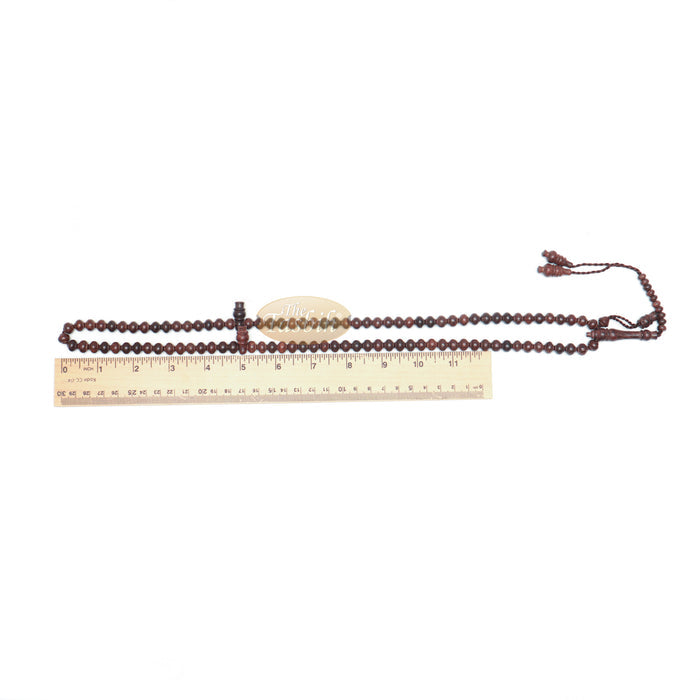 Handcrafted Tamarind Wood Tasbih Prayer Beads with 8x9 mm Contoured Style 99-Bead