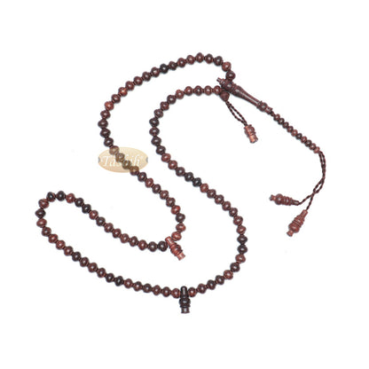 Handcrafted Tamarind Wood Tasbih Prayer Beads with 8x9 mm Contoured Style 99-Bead