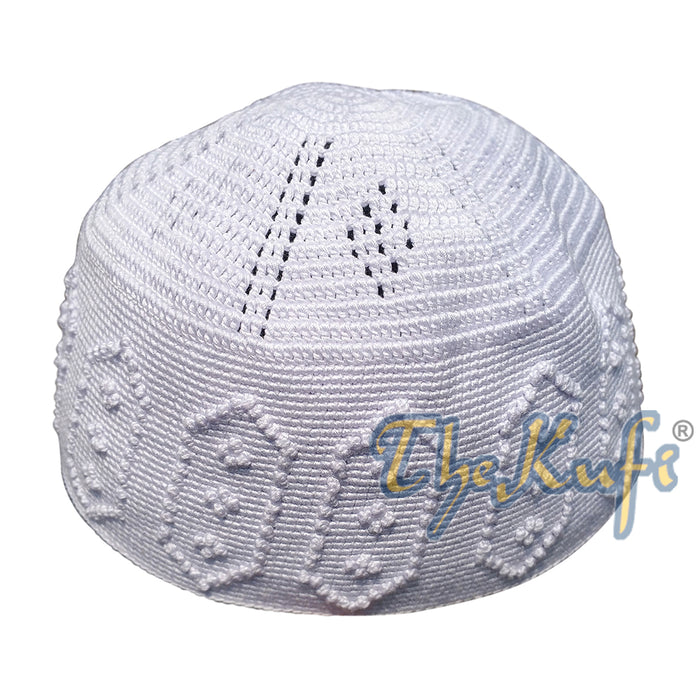 Handmade One-Size Cotton White Knot Design Yemeni Habaib Kufi
