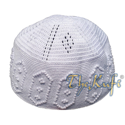 Handmade One-Size Cotton White Knot Design Yemeni Habaib Kufi
