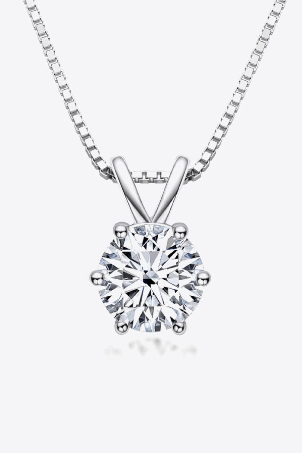 Hazel Blues® | 925 Sterling Silver 1 Carat Moissanite Pendant Necklace