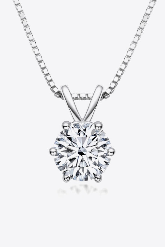 Hazel Blues® | 925 Sterling Silver 1 Carat Moissanite Pendant Necklace