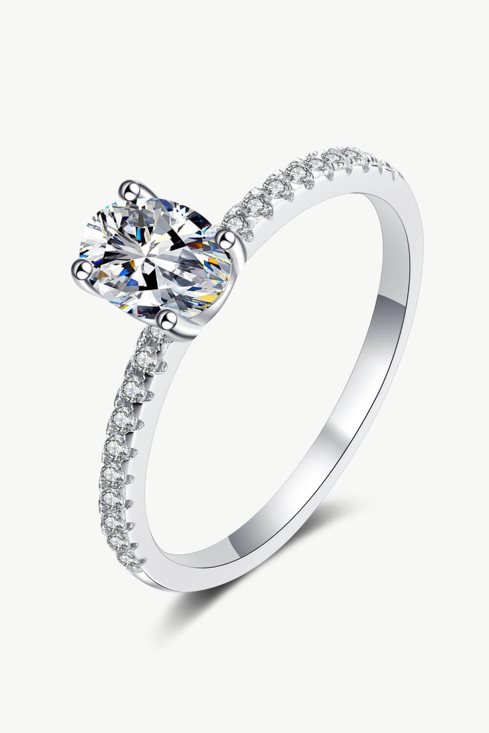 Hazel Blues® | 925 Sterling Silver Inlaid 1 Carat Moissanite Ring