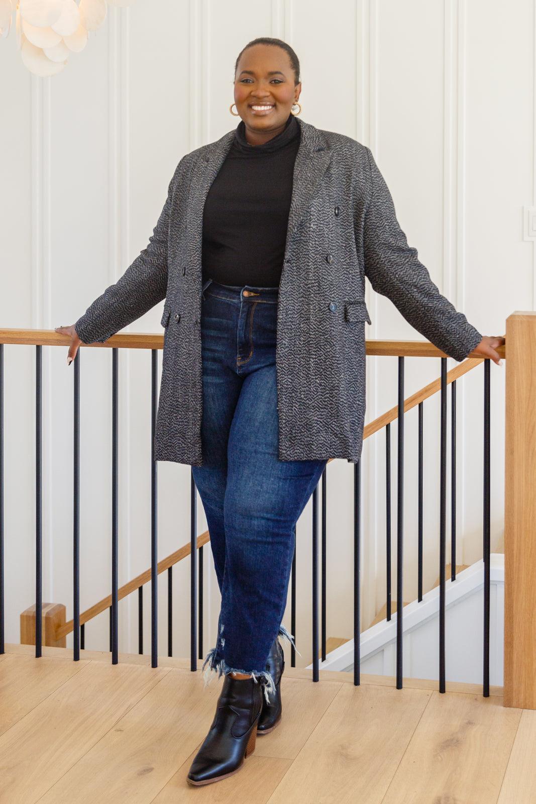 Hazel Blues® | Chic Upon Arrival Button Down Blazer Jacket In Black