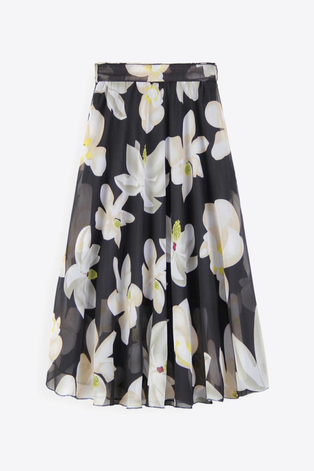 Hazel Blues® | Floral Tie-Waist Skirt