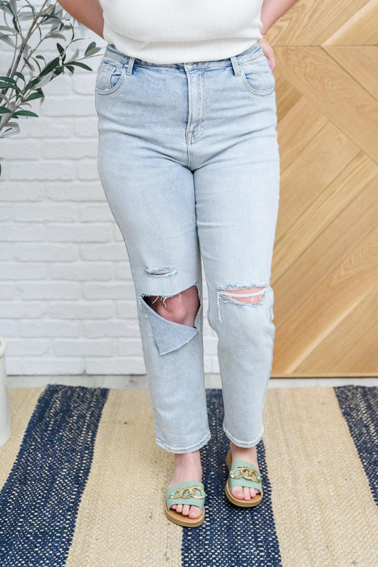 Hazel Blues® | Good Karma Light Wash Distressed Jeans