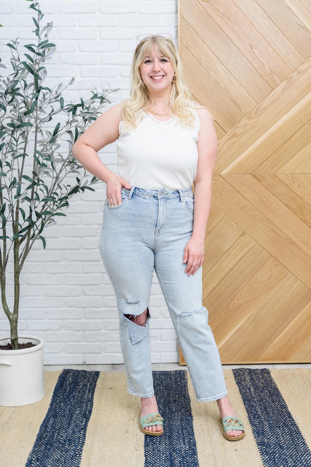 Hazel Blues® | Good Karma Light Wash Distressed Jeans