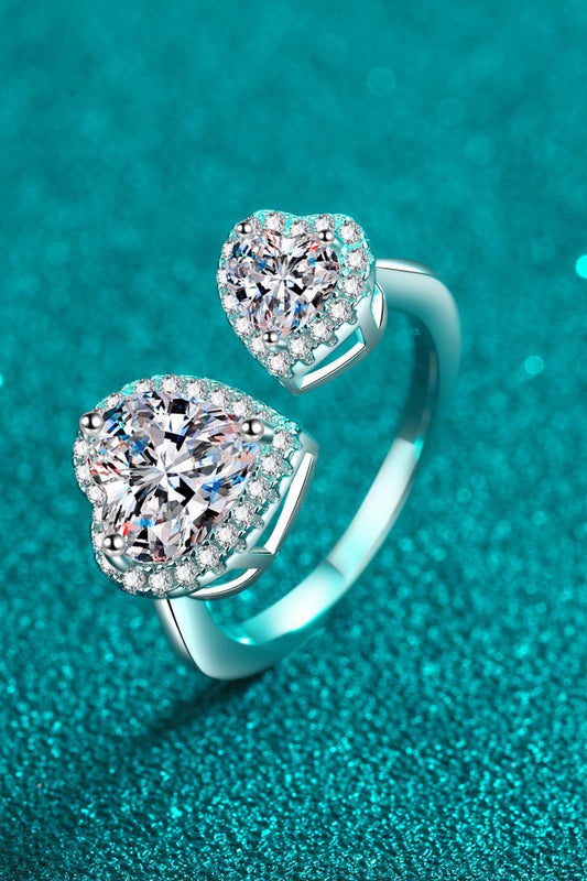 Hazel Blues® | Heart-Shape Moissanite Open Ring