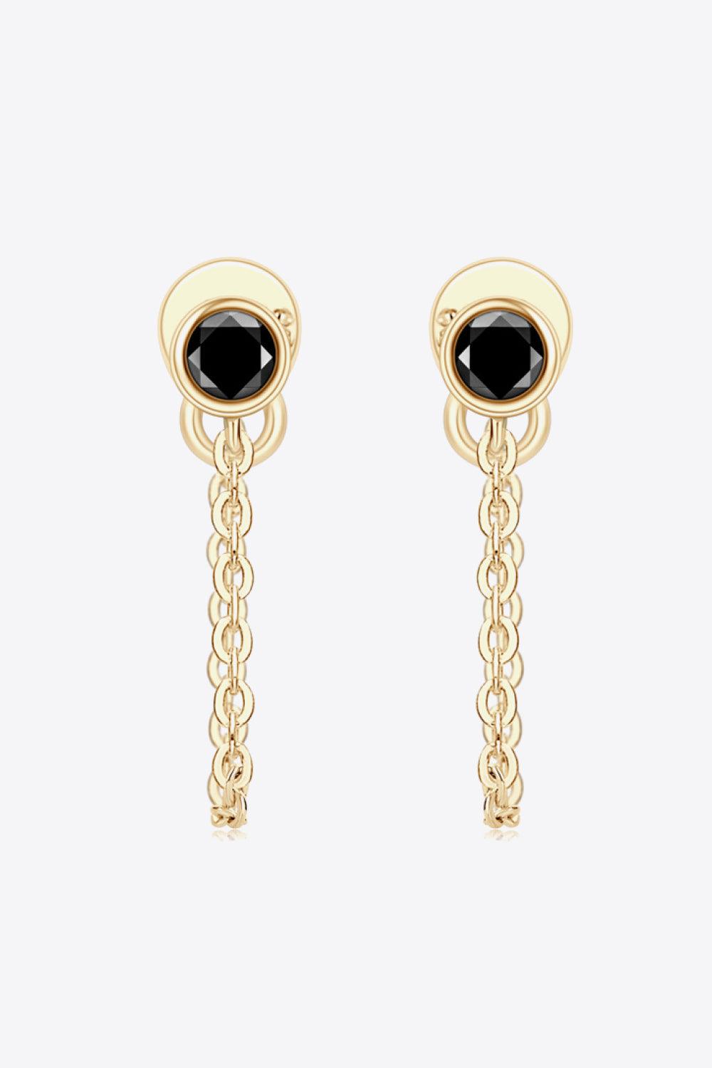 Hazel Blues® | Inlaid Moissanite Chain Earrings