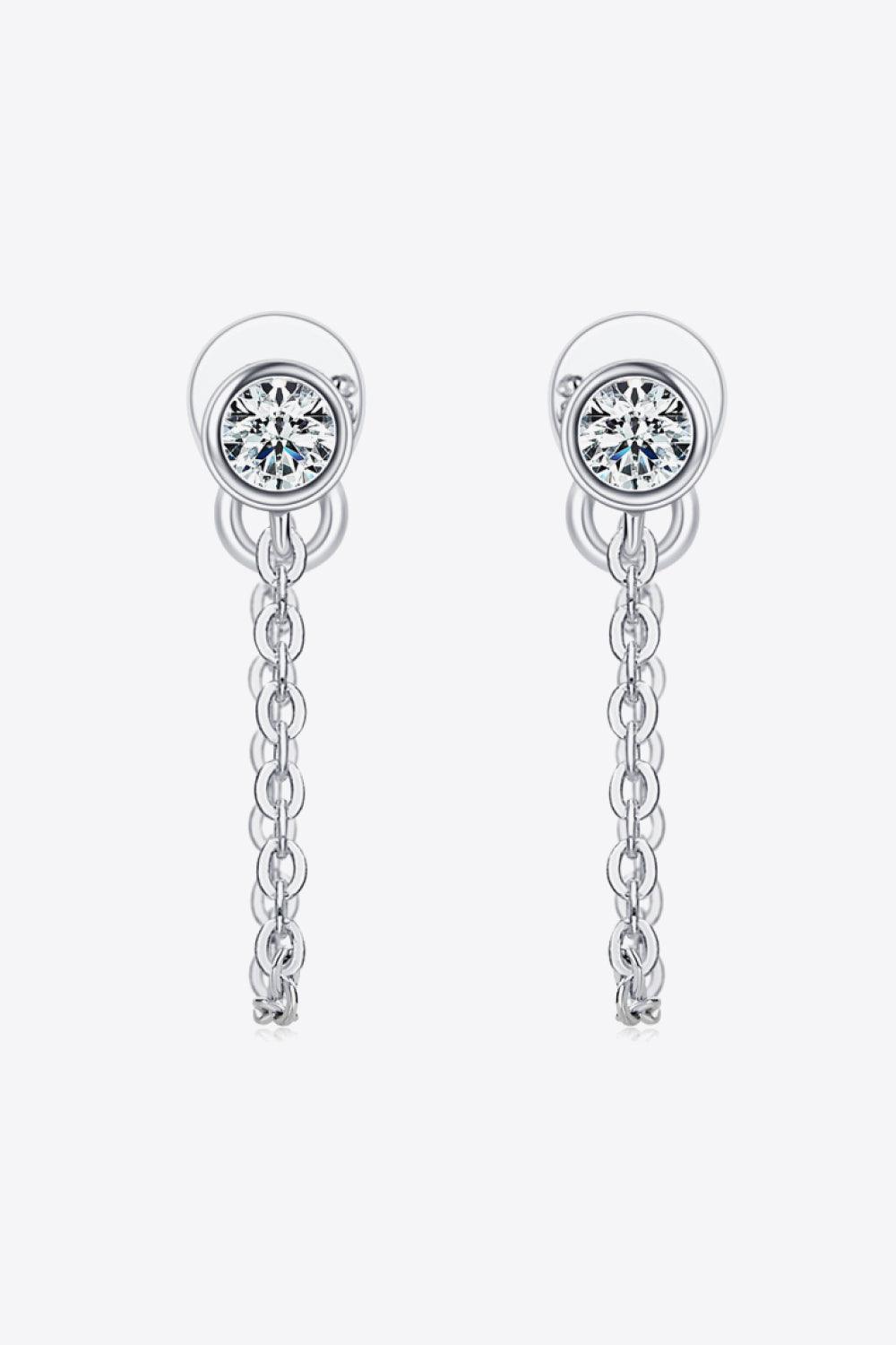 Hazel Blues® | Inlaid Moissanite Chain Earrings