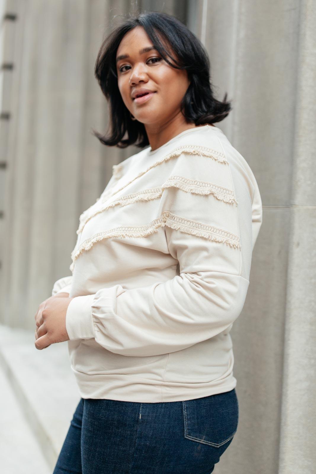 Hazel Blues® | Into The Fringe Top in Beige