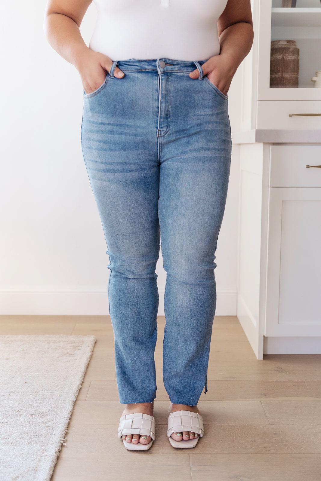 Hazel Blues® | Jody Slim Flare Side Slit Jeans