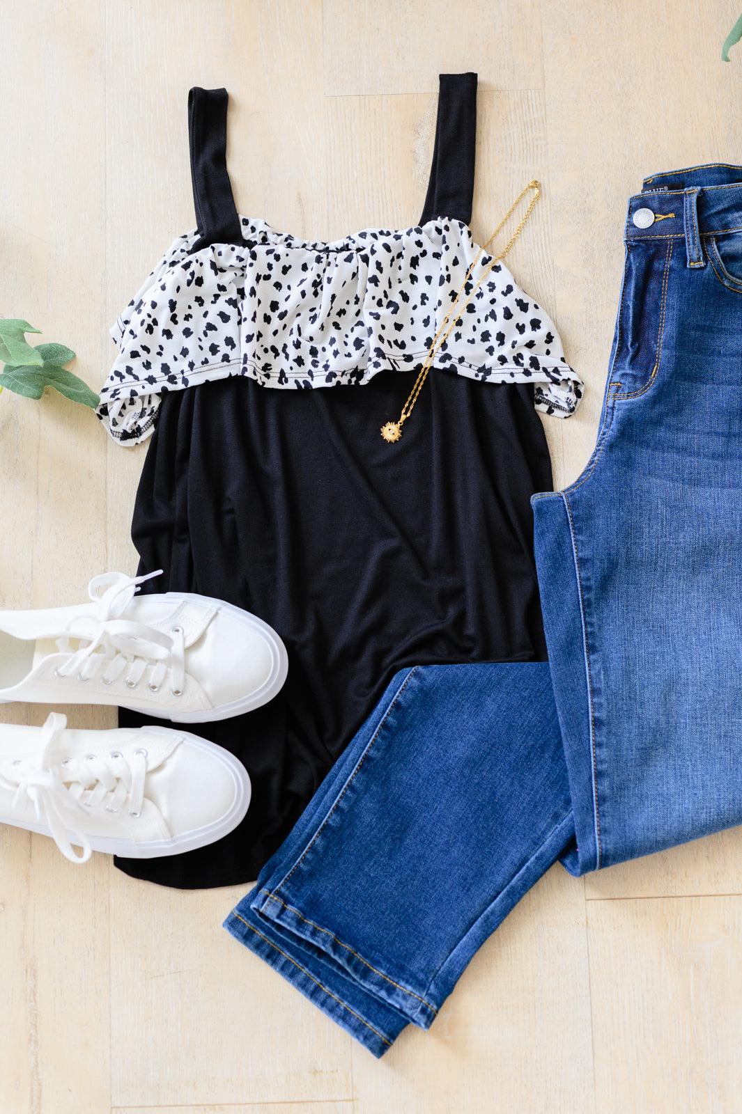 Hazel Blues® |  Julie Flounce Detail Tank
