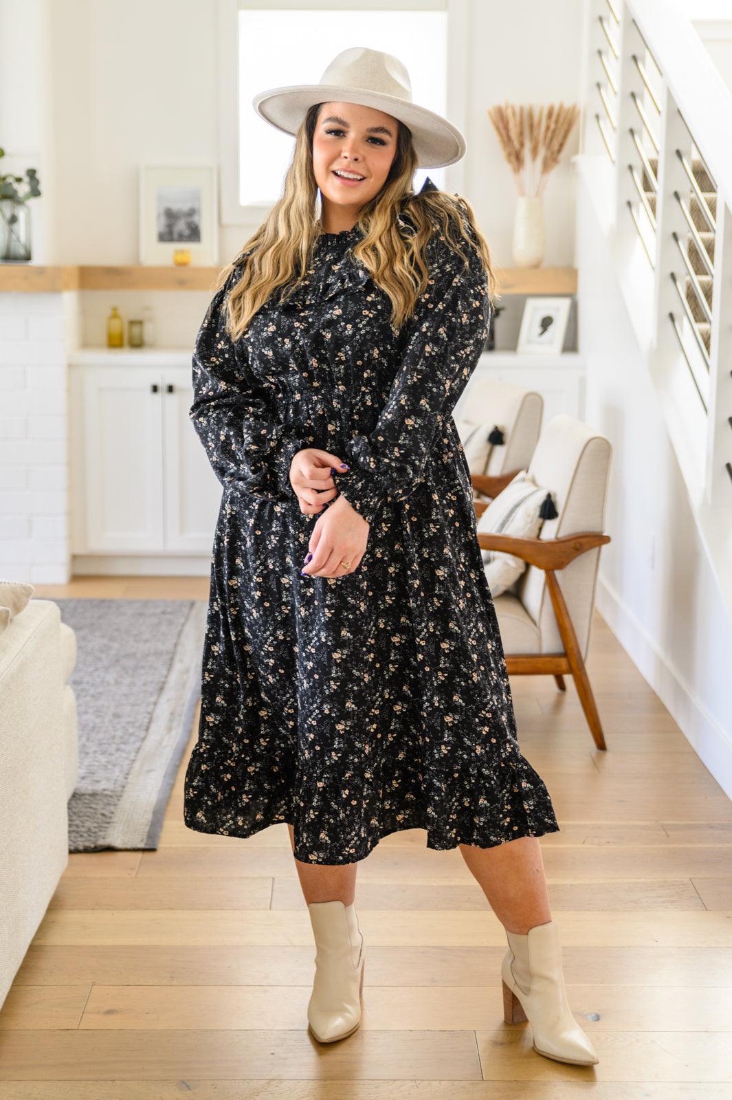 Hazel Blues® | Larissa Long Sleeve Ruffle Hem Dress