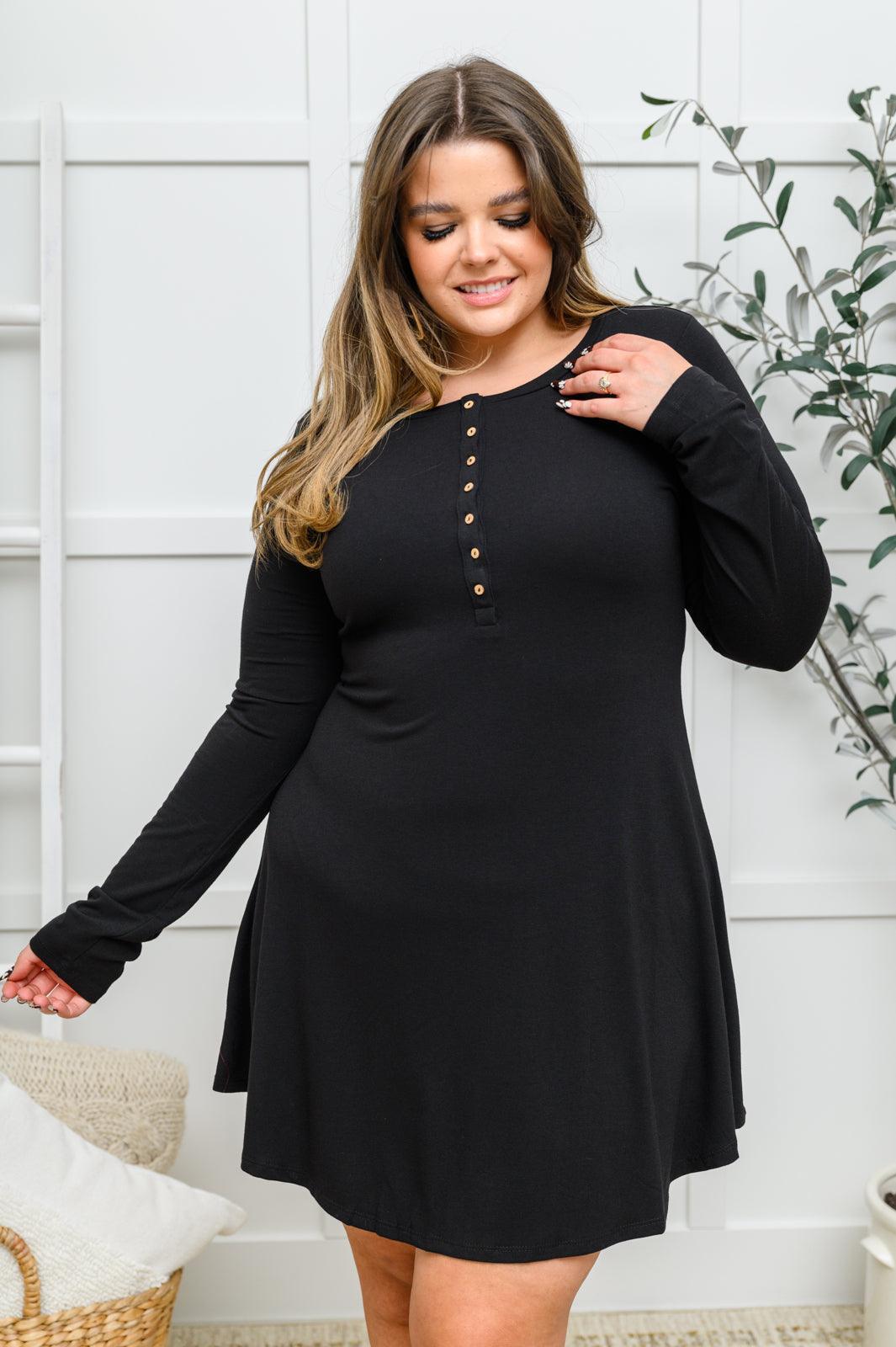 Hazel Blues® | Long Sleeve Button Down Dress In Black