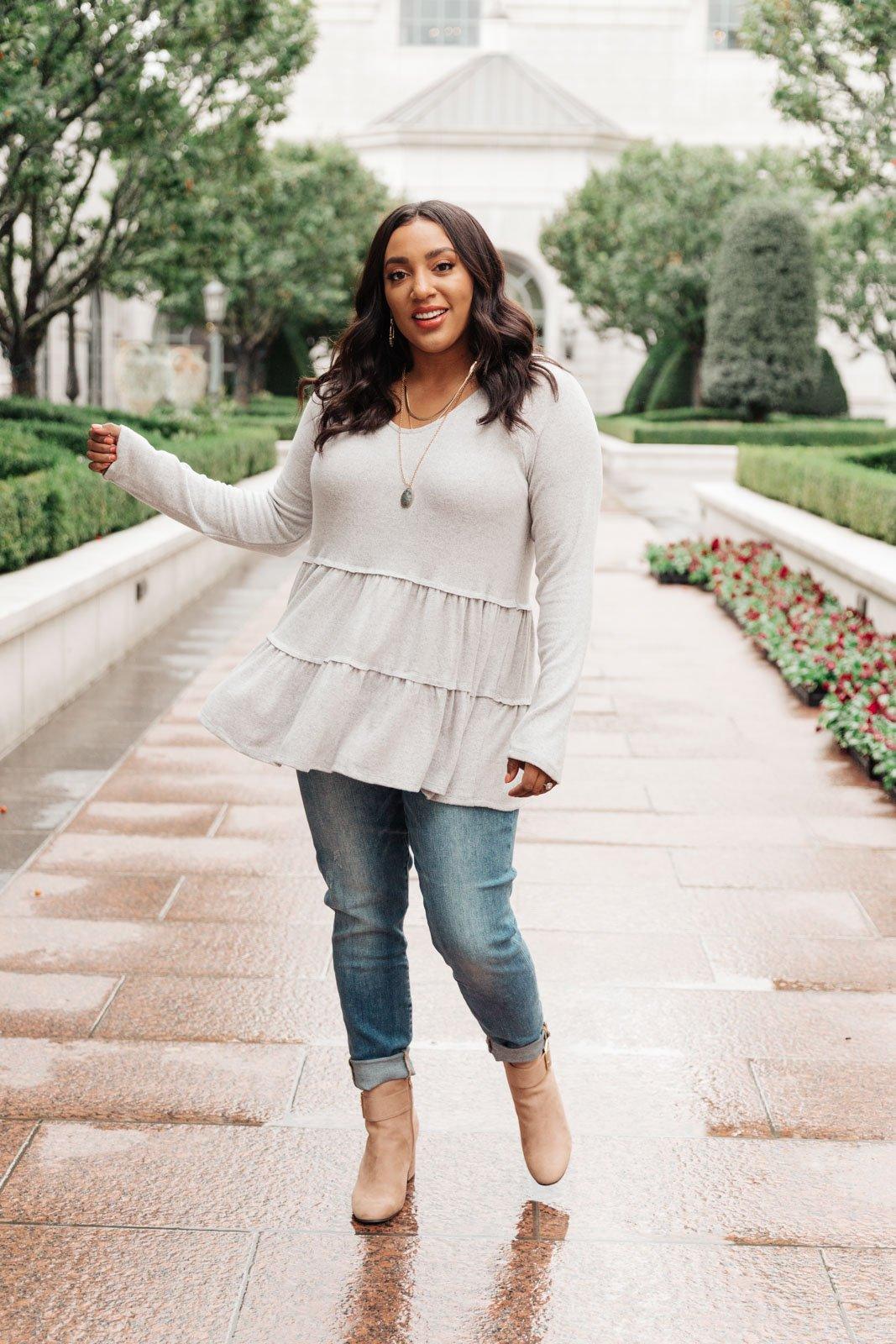 Hazel Blues® | Nicely Done Tiered Top in Gray