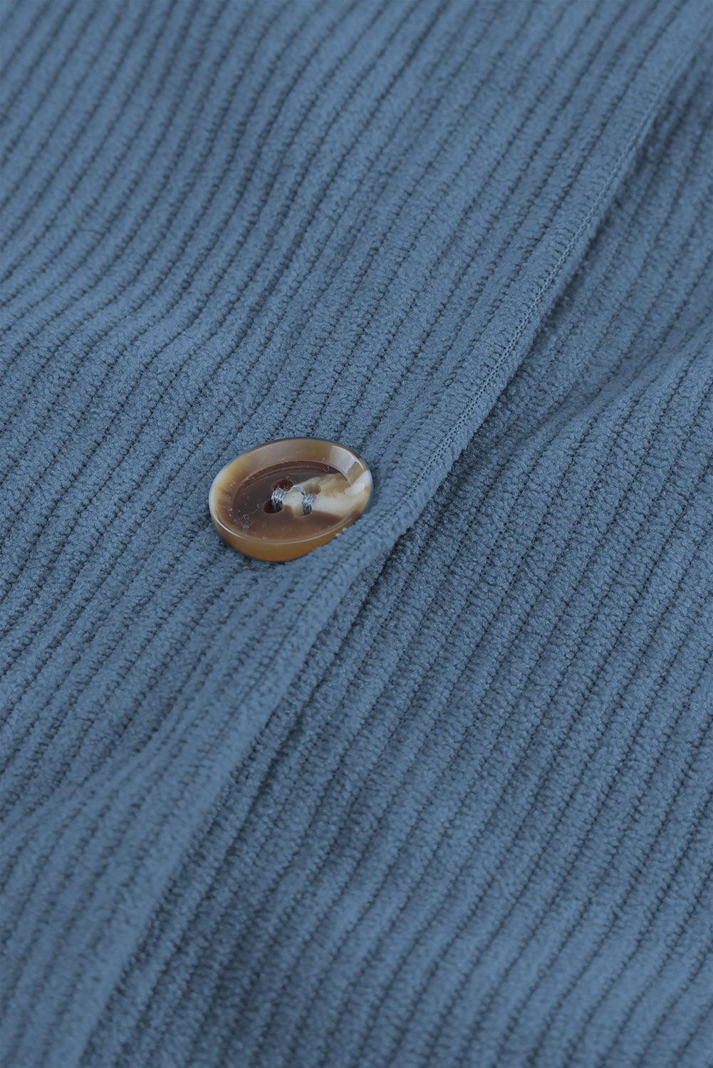Hazel Blues® | Pocketed Button Ribbed Textured Shacket
