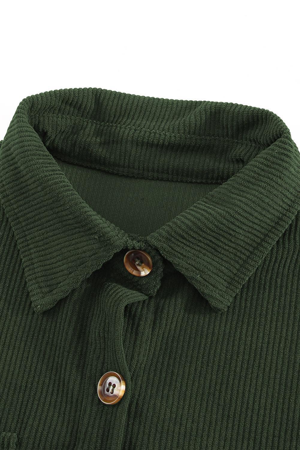 Hazel Blues® | Pocketed Button Ribbed Textured Shacket
