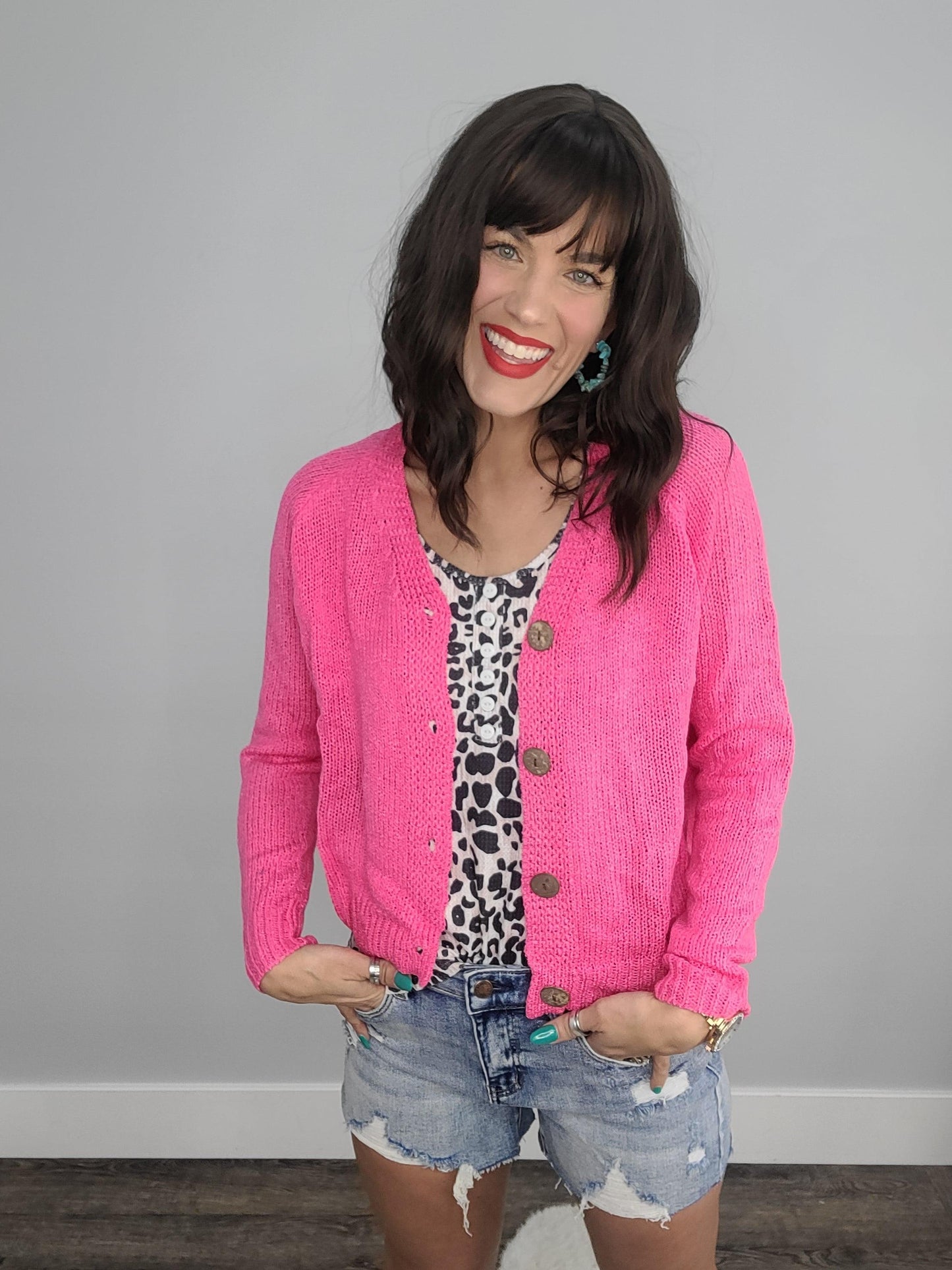 Hazel Blues® | Raglan Sleeve Button Front Cardigan