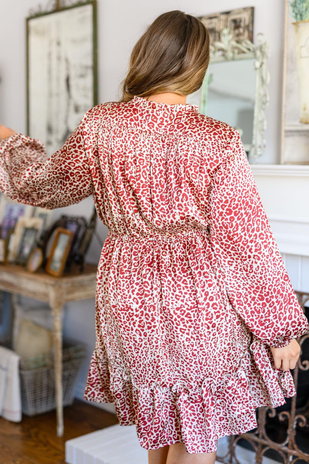 Hazel Blues® | Rayven Animal Print Dress in Burgundy