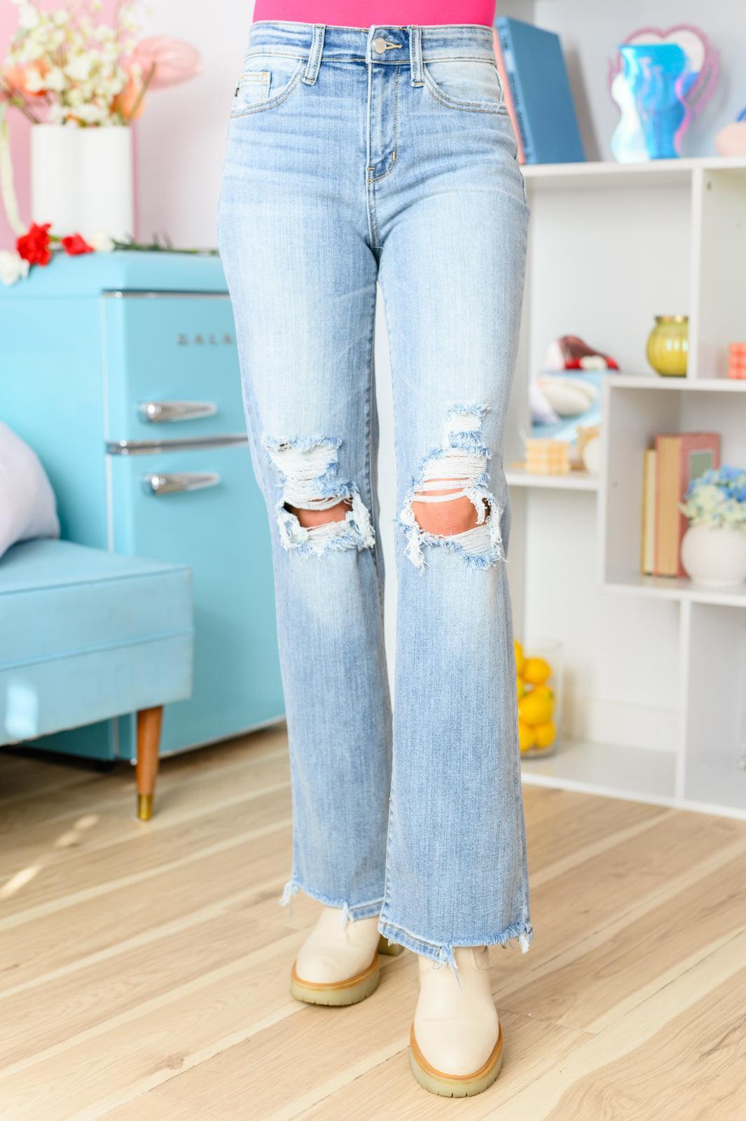 Hazel Blues® |  Rose High Rise 90's Straight Jeans in Light Wash